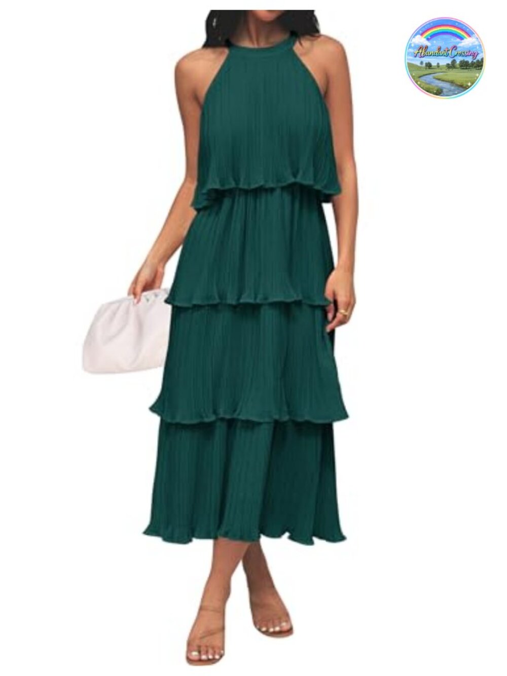 Halter Ruffle Midi Dress Sleeveless Summer Chiffon Women's Party